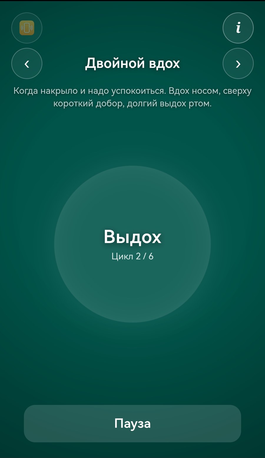 Скриншот техники Двойной вдох